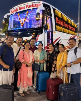 Friends group photo before the overnight return journey